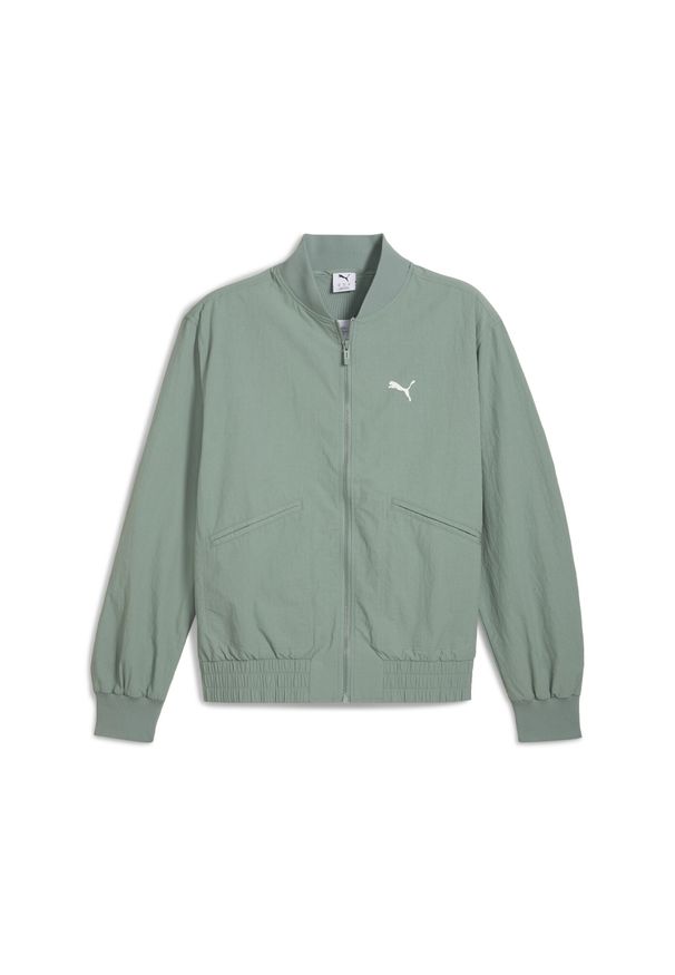 Puma - Męska kurtka bomber PUMA Class PUMA Green Moon. Kolor: zielony. Materiał: guma. Wzór: napisy, nadruk