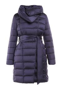 Born2be - Granatowa Kurtka Pikowana Nikessa. Typ kołnierza: bez kaptura. Kolor: niebieski. Materiał: tkanina, materiał. Długość: długie. Wzór: aplikacja #3