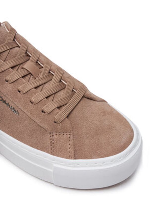 Calvin Klein Sneakersy Flatform Cup Lace Up W/Ml HW0HW02282 Brązowy. Kolor: brązowy. Materiał: zamsz, skóra