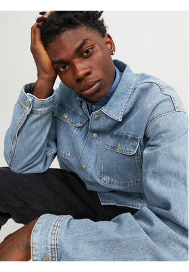 Jack & Jones Kurtka jeansowa Chase 12250086 Niebieski Loose Fit. Kolor: niebieski. Materiał: bawełna