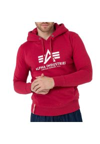 Bluza Alpha Industries Basic Hoody 178312523 - czerwona. Typ kołnierza: kaptur. Kolor: czerwony. Materiał: poliester, bawełna. Wzór: aplikacja. Styl: klasyczny