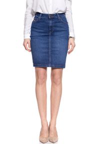 Lee - SPÓDNICA JEANSOWA LEE HIGH WAIST SKIRT TRUE BLUE L38QROPB. Stan: podwyższony. Materiał: jeans #6