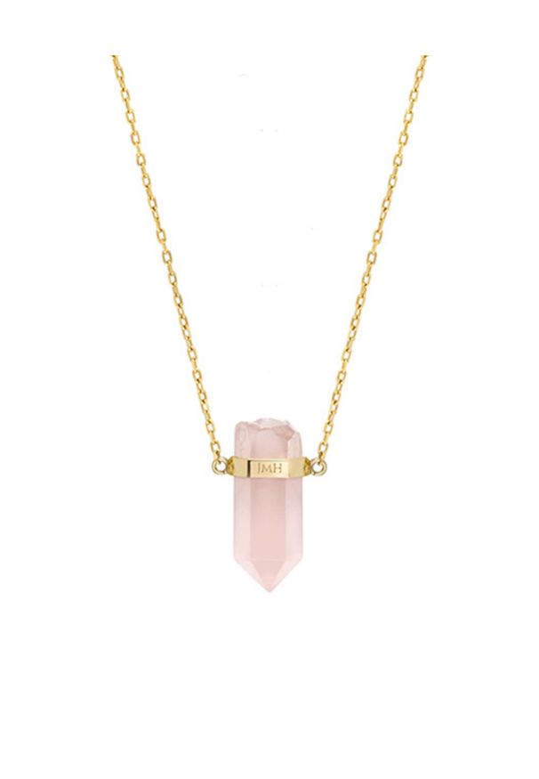 IZABELLA BUDRYN - Złoty naszyjnik z różowym kwarcem Rose Quartz. Materiał: złote. Kolor: różowy, wielokolorowy, fioletowy. Kamień szlachetny: kwarc