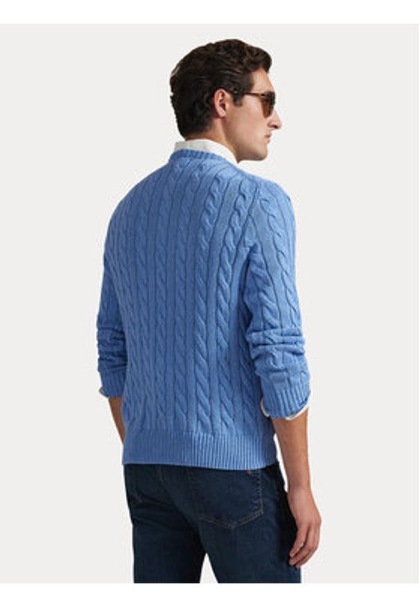 Polo Ralph Lauren Sweter 710775885006 Niebieski Regular Fit. Typ kołnierza: polo. Kolor: niebieski. Materiał: bawełna