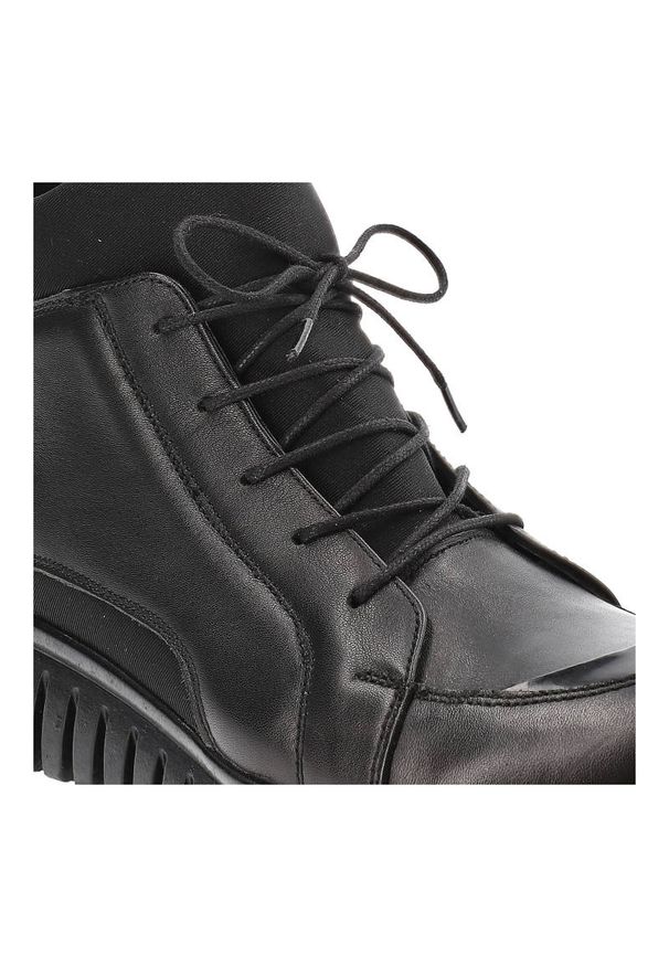 Czarne Sneakersy Damskie Artiker Wygodne Półbuty. Okazja: na co dzień. Zapięcie: sznurówki. Kolor: czarny. Materiał: tkanina, skóra. Szerokość cholewki: normalna