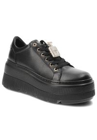 CheBello - Czarne Sneakersy Chebello Modne Obuwie Damskie. Kolor: czarny. Materiał: skóra