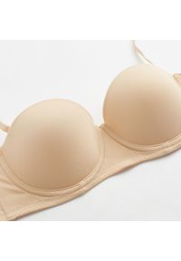 Intica - Biustonosz balkonetka gładki niewidoczny pod ubraniem Cymbre. Kolor: beżowy. Materiał: skóra. Wzór: gładki #4