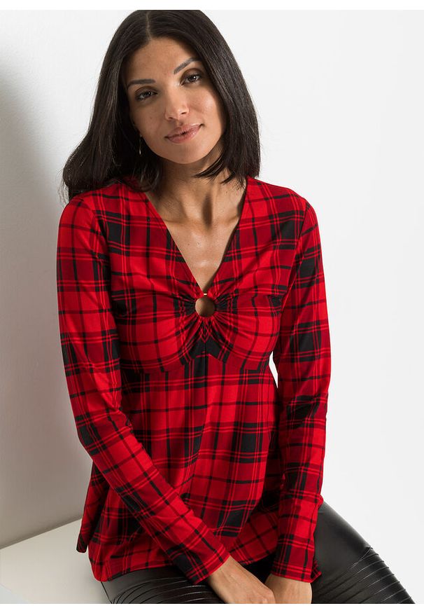 bonprix - Shirt. Kolor: czerwony. Styl: elegancki