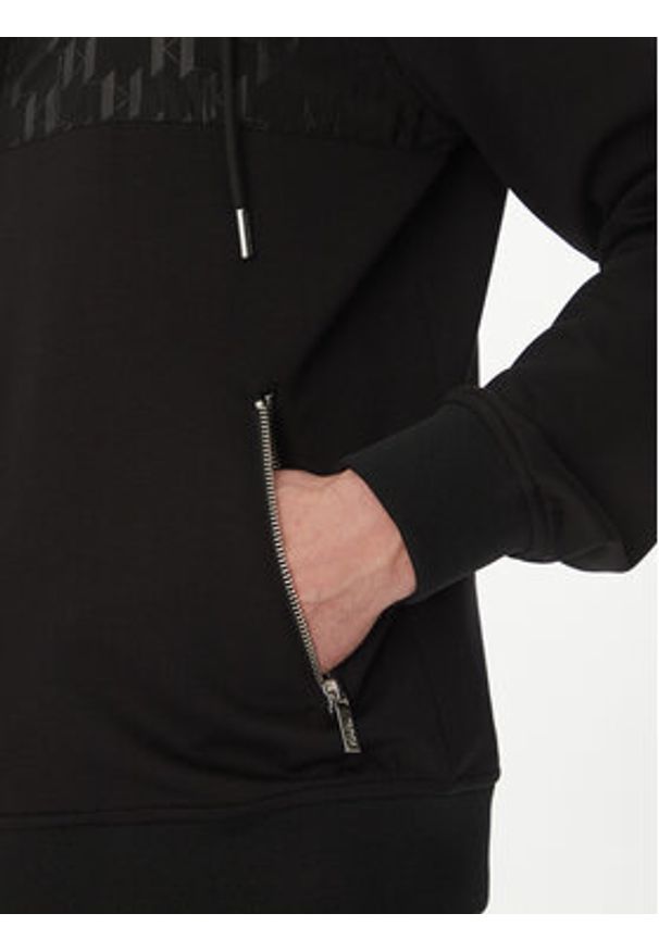 Karl Lagerfeld - KARL LAGERFELD Bluza 705022 552901 Czarny Regular Fit. Typ kołnierza: dekolt w karo. Kolor: czarny. Materiał: syntetyk