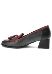 Zielone Półbuty Armodo Eleganckie Skórzane Buty Na Obcasie. Okazja: na co dzień, na spotkanie biznesowe. Kolor: zielony. Materiał: skóra. Wzór: aplikacja. Obcas: na obcasie. Styl: elegancki. Wysokość obcasa: średni #6