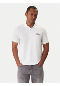 Karl Lagerfeld - KARL LAGERFELD Polo 745780 561235 Biały Regular Fit. Typ kołnierza: polo. Kolor: biały. Materiał: bawełna #1