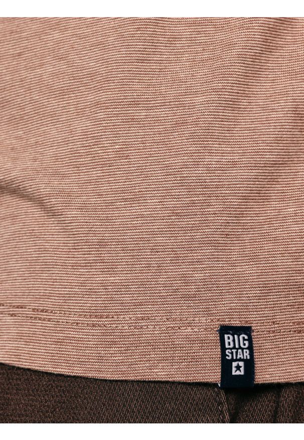 Big-Star - Koszulka męska melanżowa brązowa Lobber 804. Kolor: brązowy. Materiał: dzianina, bawełna, jeans. Wzór: melanż. Styl: klasyczny