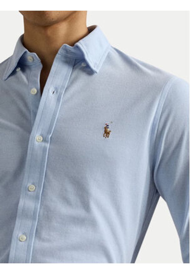 Polo Ralph Lauren Koszula 710932545013 Błękitny Slim Fit. Typ kołnierza: polo. Kolor: niebieski. Materiał: bawełna