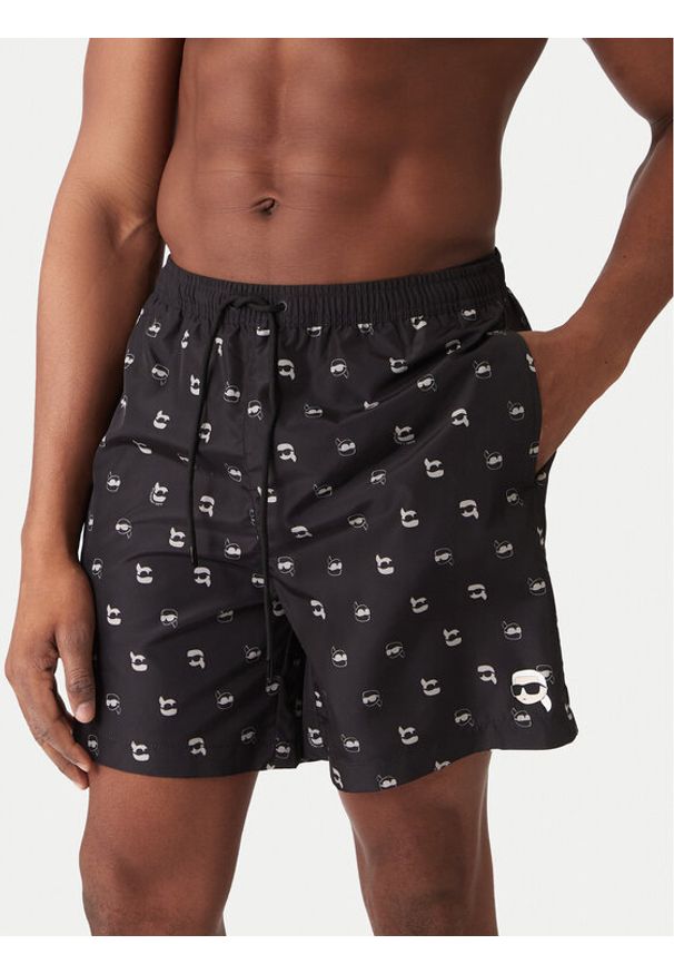 Karl Lagerfeld - KARL LAGERFELD Szorty kąpielowe A3M46007 Czarny Regular Fit. Kolor: czarny. Materiał: syntetyk