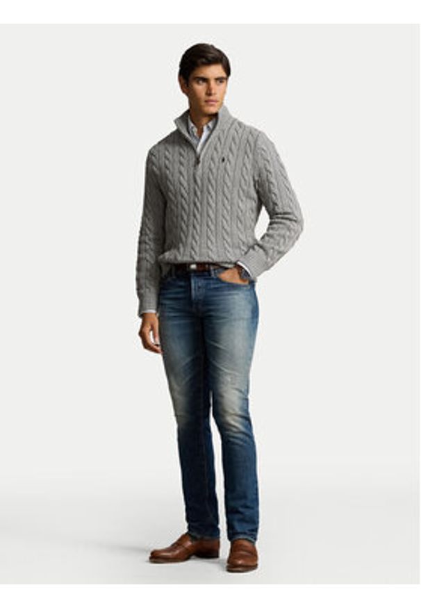Polo Ralph Lauren Sweter 710810841002 Szary Regular Fit. Typ kołnierza: polo. Kolor: szary. Materiał: bawełna