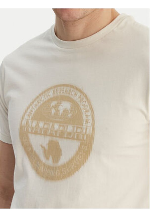 Napapijri T-Shirt S-Mahsa NP0A4FZB Écru Regular Fit. Kolor: kremowy. Materiał: bawełna