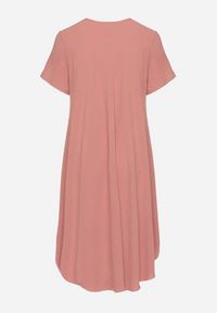 Born2be - Różowa Rozkloszowana Sukienka z Bawełną Elzedia. Okazja: na co dzień. Kolor: różowy. Materiał: bawełna. Typ sukienki: rozkloszowane. Styl: casual, elegancki #6