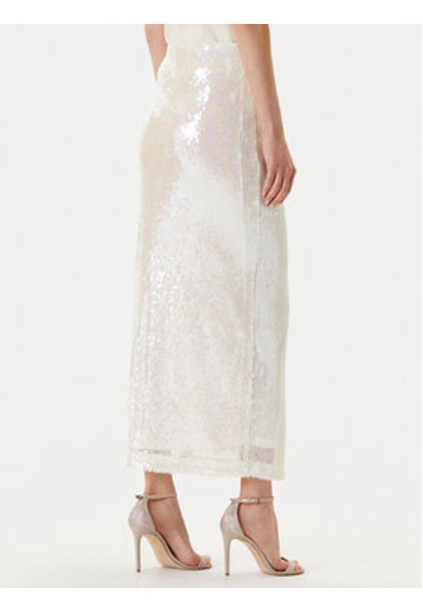 YAS Spódnica maxi Sequina 26037771 Écru Regular Fit. Materiał: syntetyk