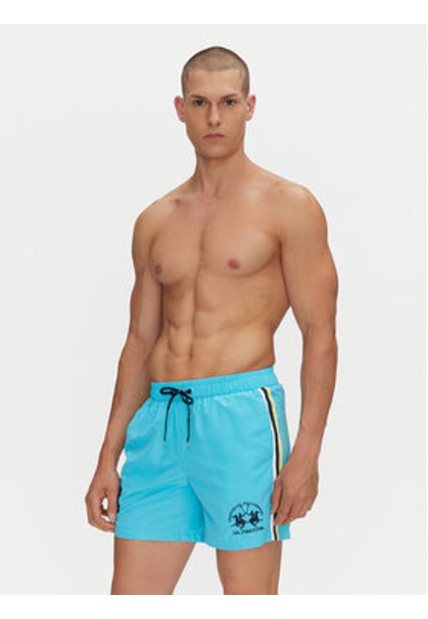 La Martina Szorty kąpielowe Yarran MAM301 PL115 Błękitny Regular Fit. Kolor: niebieski. Materiał: syntetyk