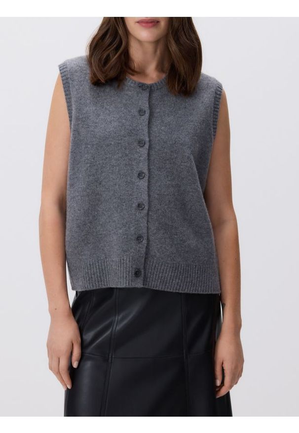 Reserved - Wełniana kamizelka - szary. Kolor: szary. Materiał: wełna