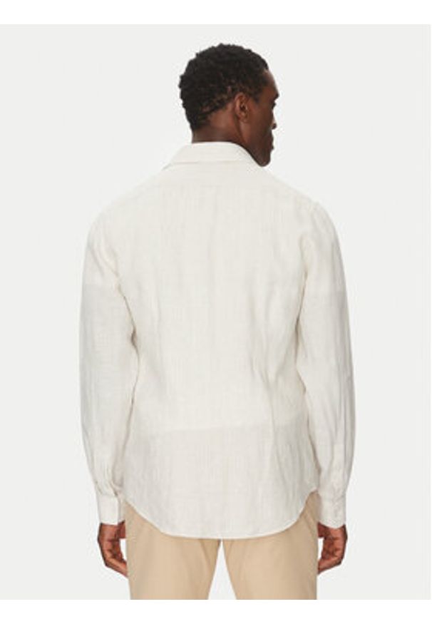 Calvin Klein Jeans Koszula Linen Stripe Slim Shirt K10K109332 Beżowy Regular Fit. Kolor: beżowy. Materiał: len