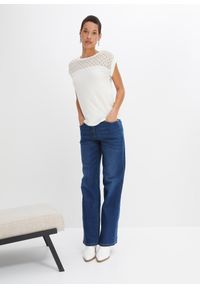 bonprix - T-shirt z miękkiej mieszanki wiskozy. Kolor: biały. Materiał: wiskoza, koronka. Wzór: koronka #3