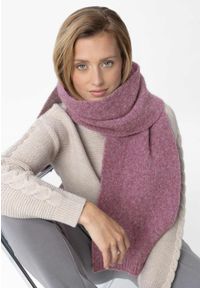 Volcano - Długi szal z wełną H-VELVET. Kolor: fioletowy. Materiał: wełna. Wzór: prążki. Sezon: zima. Styl: elegancki #1