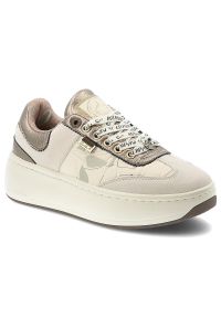 Sneakersy damskie Anekke, cholewka ze skóry naturalnej sznurowane na solidnej podeszwie, beżowe, 42370-491. Okazja: na co dzień. Zapięcie: sznurówki. Kolor: beżowy. Materiał: skóra. Szerokość cholewki: normalna. Wzór: nadruk #1