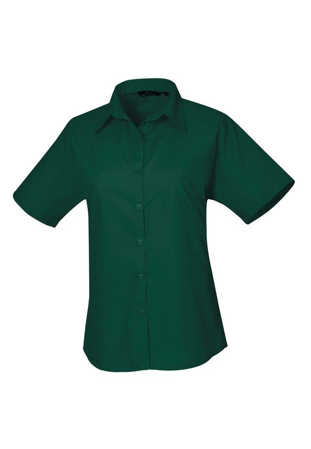 PREMIER - Bluzka Damska Z Krótkim Rękawem Z Popeliny. Kolor: zielony. Długość rękawa: krótki rękaw. Długość: krótkie