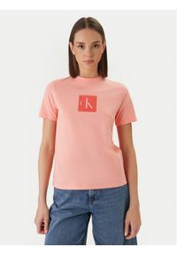 Calvin Klein Jeans T-Shirt LV047F819G Pomarańczowy Classic Fit. Kolor: pomarańczowy. Materiał: bawełna #1