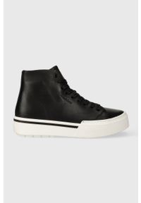 Calvin Klein trampki skórzane HIGH TOP LACE UP męskie kolor czarny HM0HM01165. Nosek buta: okrągły. Kolor: czarny. Materiał: skóra. Szerokość cholewki: normalna #1