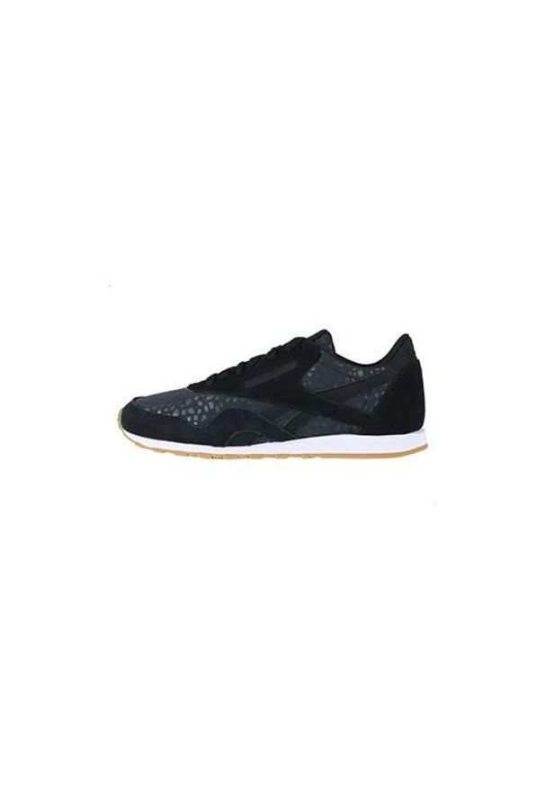 Buty do chodzenia damskie Reebok CL Nylon Slim Txt L. Zapięcie: sznurówki. Kolor: czarny. Materiał: materiał, skóra, tkanina, syntetyk. Szerokość cholewki: normalna. Model: Reebok Nylon. Sport: turystyka piesza