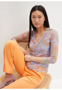 bonprix - Shirt siatkowy z długim rękawem, na podszewce. Kolor: fioletowy. Materiał: materiał. Długość rękawa: długi rękaw. Długość: długie #1