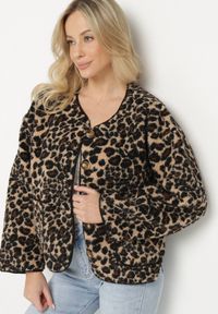 Born2be - Brązowa Panterkowa Futrzana Kurtka z Kieszeniami Sewilaine. Okazja: na co dzień. Kolor: brązowy. Materiał: futro. Styl: casual, elegancki #5