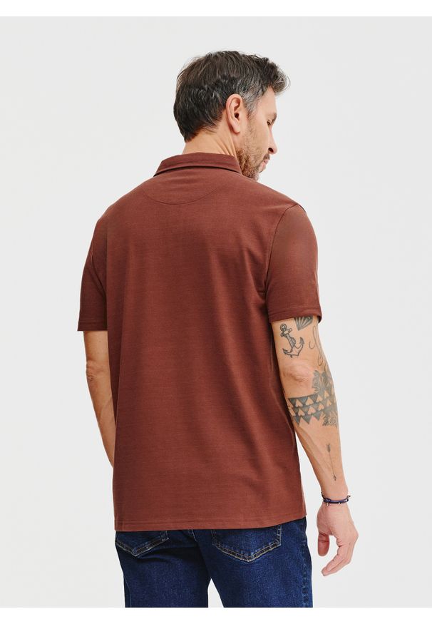 Pako Lorente - PAKO LORENTE – Męski t-shirt polo w kolorze brązowym. Okazja: na co dzień. Typ kołnierza: polo. Kolor: brązowy. Materiał: poliester, bawełna. Styl: casual