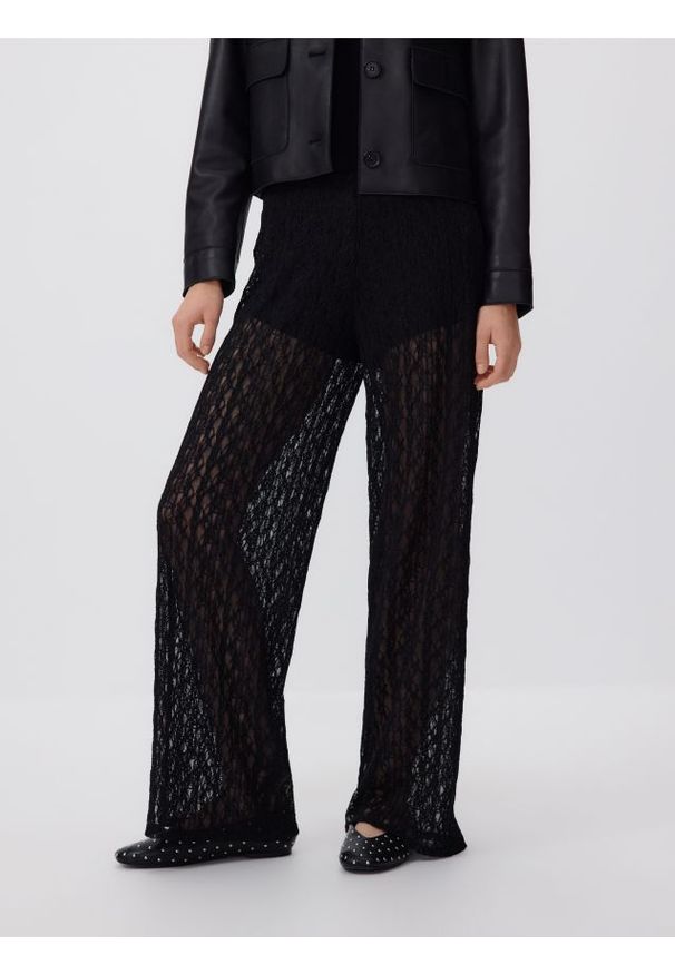 Reserved - Koronkowe spodnie - czarny. Kolor: czarny. Materiał: koronka