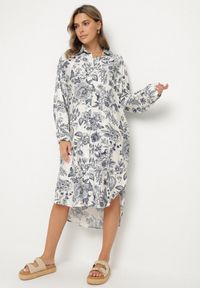 Born2be - Niebieska Wiskozowa Sukienka Koszulowa w Kwiaty Varvesa. Okazja: na co dzień. Typ kołnierza: kołnierzyk klasyczny. Kolor: niebieski. Materiał: wiskoza. Długość rękawa: długi rękaw. Wzór: kwiaty. Typ sukienki: koszulowe. Styl: klasyczny, casual, elegancki #7