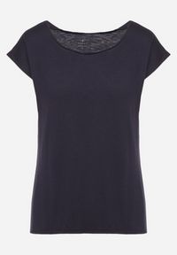Born2be - Granatowy Bawełniany T-shirt w Klasycznym Stylu Raliessa. Okazja: na co dzień. Kolor: niebieski. Materiał: bawełna. Sezon: lato, wiosna. Styl: klasyczny #6