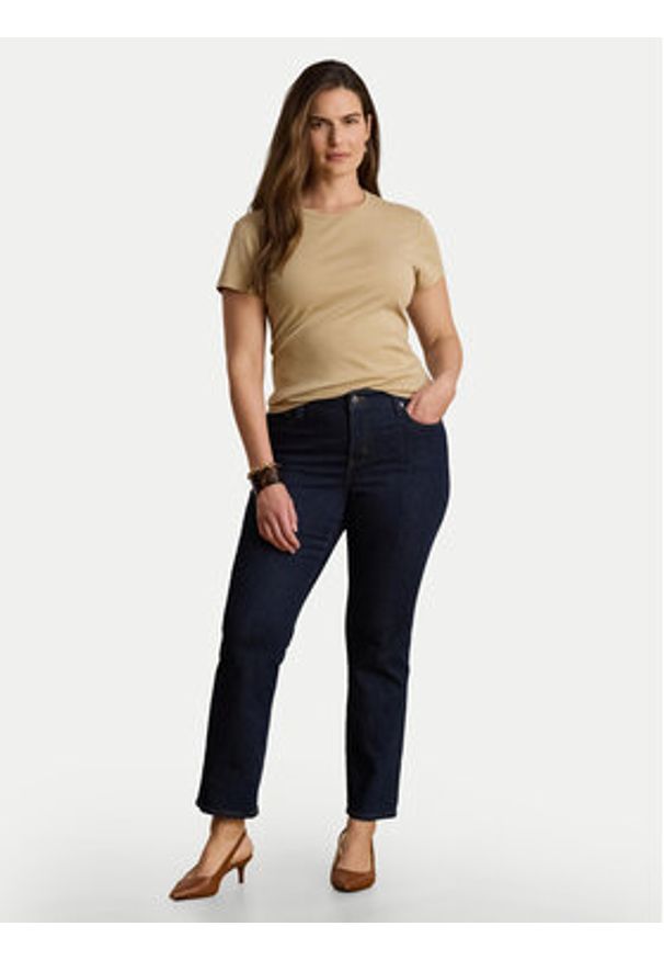 Lauren Ralph Lauren - LAUREN RALPH LAUREN T-Shirt Alli 200807563053 Beżowy Regular Fit. Kolor: beżowy. Materiał: bawełna