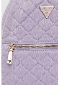 Guess plecak damski kolor fioletowy mały gładki. Kolor: fioletowy. Wzór: gładki #4