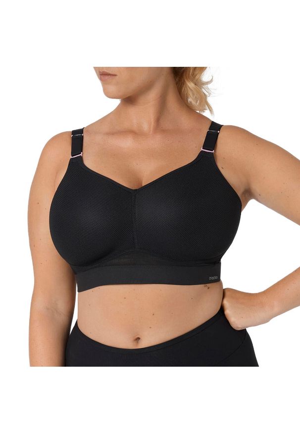 TRIACTION - Stanik do biegania Hybrid Lite z wysoki poziomem podtrzymywania. Kolor: czarny. Materiał: poliester, poliamid, bawełna, elastan. Sport: bieganie