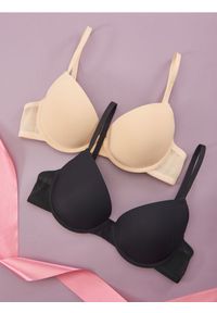 Sinsay - Biustonosze 2 pack - kremowy. Kolor: kremowy. Materiał: materiał, prążkowany. Rodzaj stanika: biustonosz z fiszbinami, push-up