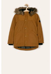 Name it - Parka dziecięca 128-164 cm. Okazja: na co dzień. Typ kołnierza: kaptur. Kolor: złoty, brązowy, wielokolorowy. Materiał: bawełna, materiał, nylon, poliester, futro. Styl: casual #1