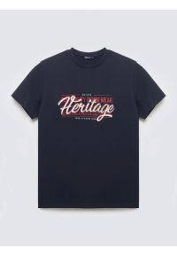 Big-Star - Koszulka męska z nadrukiem granatowa Keren 403. Kolor: niebieski. Materiał: bawełna. Wzór: nadruk #1