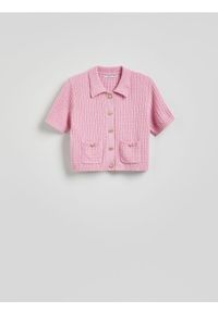 Reserved - Bawełniany kardigan z guzikami - różowy. Kolor: różowy. Materiał: bawełna