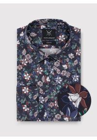 Pako Lorente - PAKO LORENTE – Granatowa koszula męska w kwiaty. Kolor: niebieski. Materiał: bawełna, elastan. Długość rękawa: długi rękaw. Długość: długie. Wzór: kwiaty #8