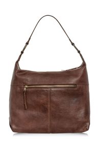 Ochnik - Brązowa torebka damska hobo. Kolor: brązowy. Materiał: skórzane. Styl: retro #6