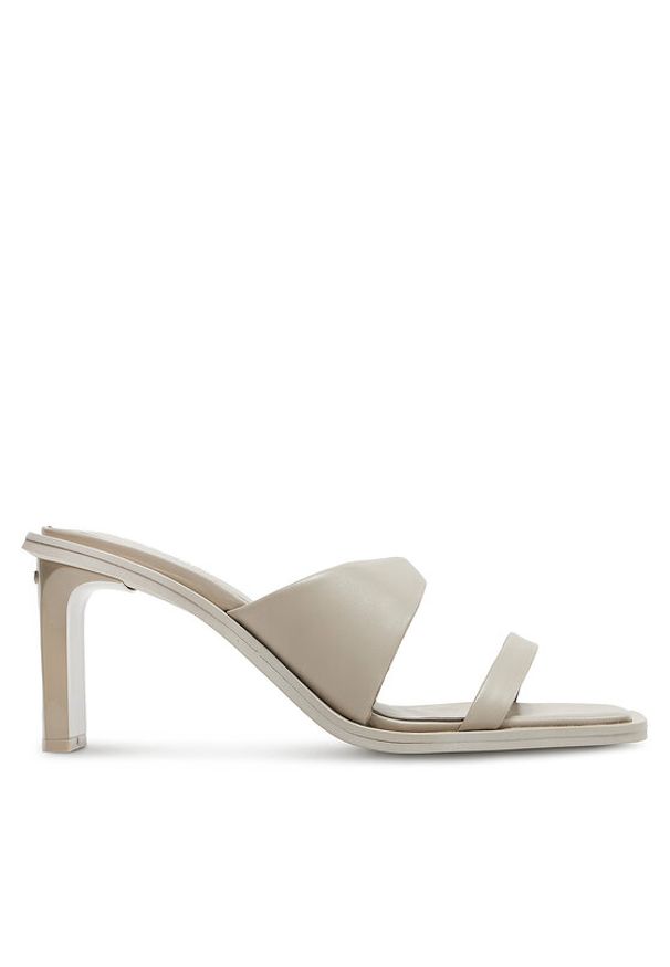 Calvin Klein Klapki Heel Slide 70 Lth HW0HW02072 Beżowy. Kolor: beżowy. Materiał: skóra