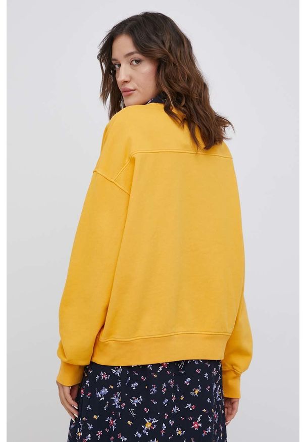 Levi's® - Levi's Bluza bawełniana damska kolor żółty gładka. Okazja: na spotkanie biznesowe. Kolor: żółty. Materiał: bawełna. Długość rękawa: długi rękaw. Długość: długie. Wzór: gładki. Styl: biznesowy