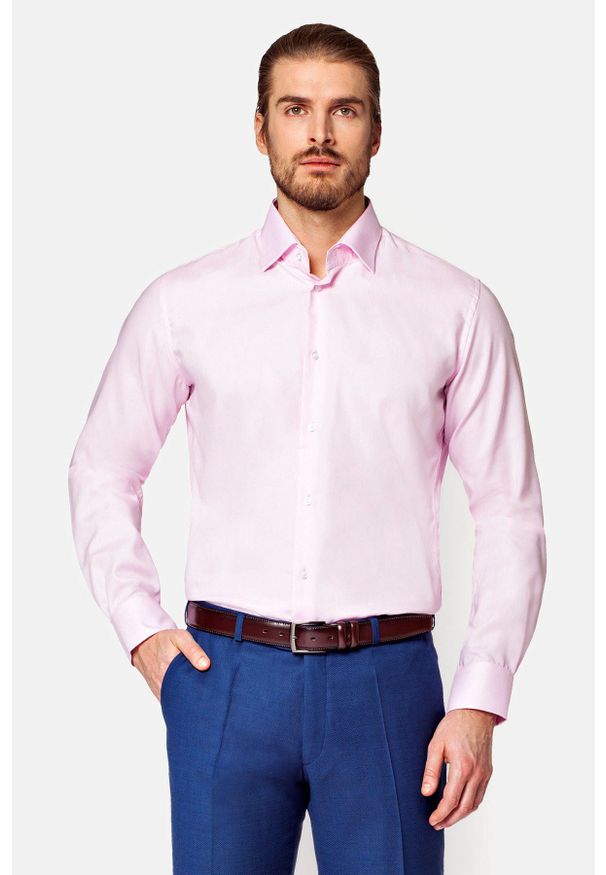 Lancerto - Koszula Różowa Raben. Kolor: różowy. Materiał: tkanina, bawełna, wełna. Styl: elegancki